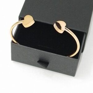 ❤️ 18k Gold Plated Heart Bangle 316L Stainless Steel 17cm Trendy Jewelry Love